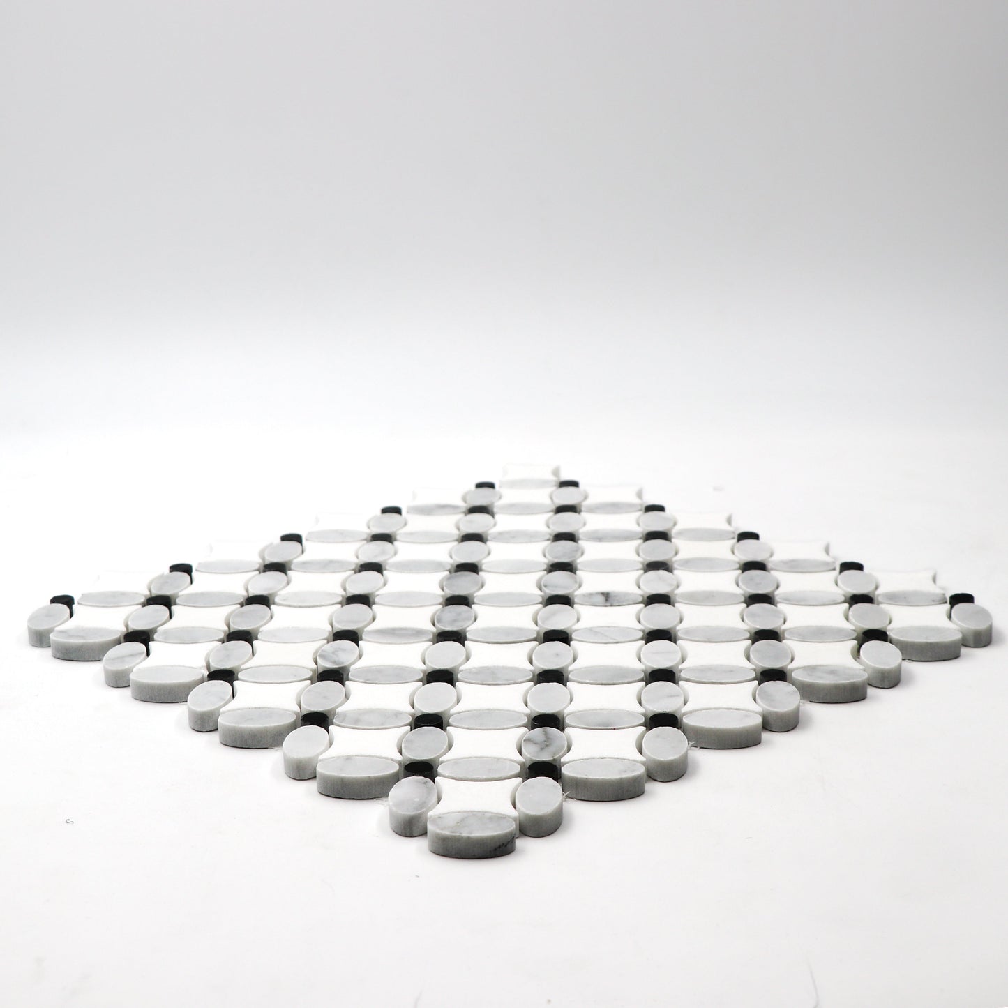 Carrara White Florida Flower with Thassos and Black Dot Mosaic