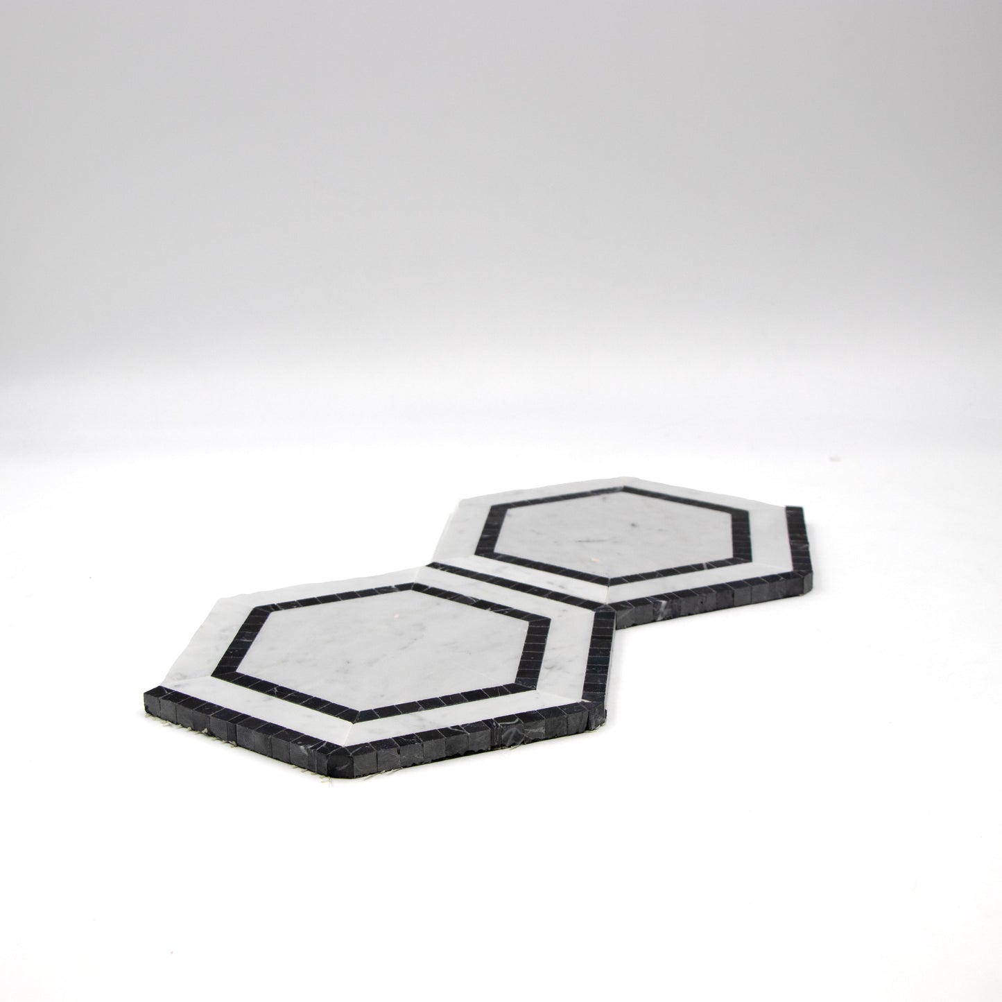 Carrara White Hexagon 5 inch with Black Border mosaic