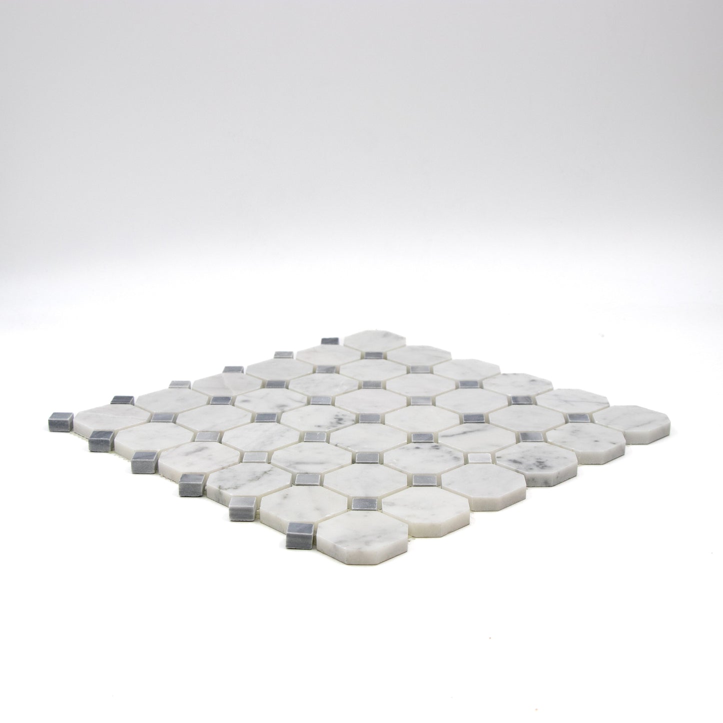 Carrara White Octagon with Grey Dot Mosaic