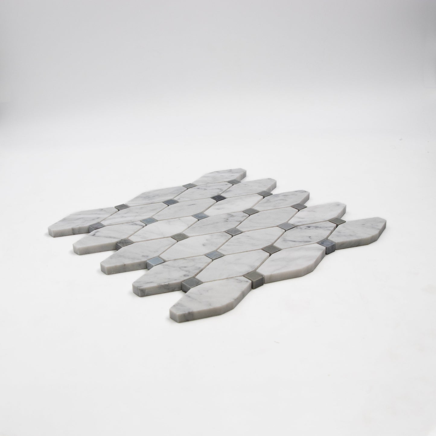 Carrara White Octave with Grey Dot Mosaic