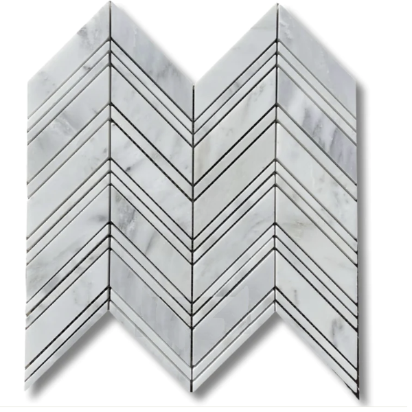Oriental White Chevron Mosaic