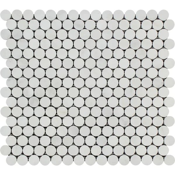 Oriental White Penny Round Mosaic