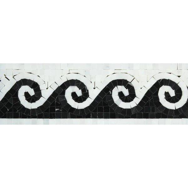 Oriental White Wave with Black Border