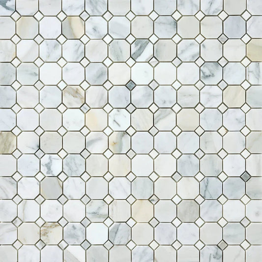 Calacatta Gold Octagon with Calacatta Mosaic