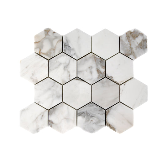 Calacatta Gold Hexagon 3" Mosaic