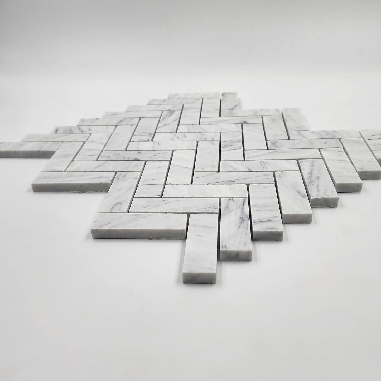 Carrara White Herringbone 1x3 Mosaic