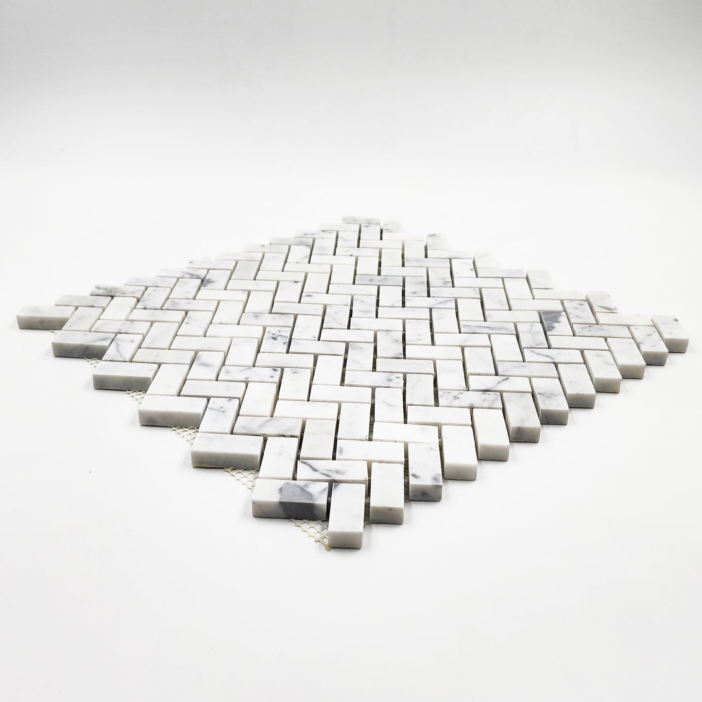 Carrara White Herringbone Mini Mosaic