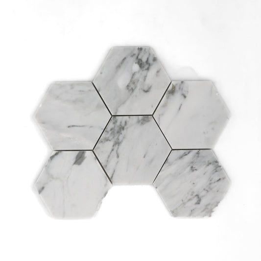 Carrara White Hexagon 5 inch Mosaic