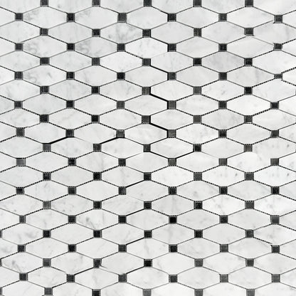 Carrara White Octave with Black Dot Mosaic