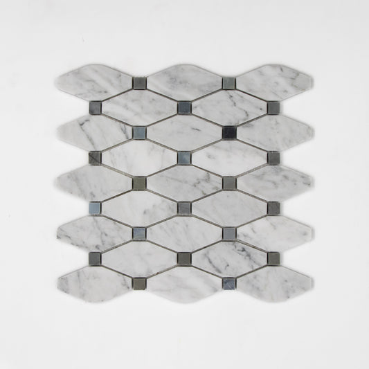 Carrara White Octave with Grey Dot Mosaic