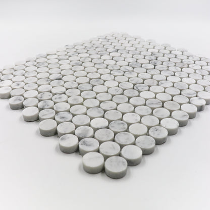 Carrara White Penny round Mosaic