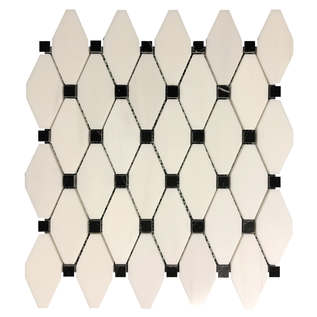 Bianco Dolomite Octave with Black Mosaic