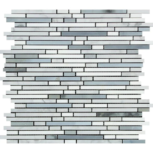 Carrara White Bamboo with Grey Mosaic