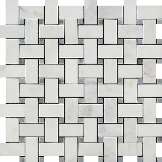 Oriental White Basketweave with Grey Mosaic