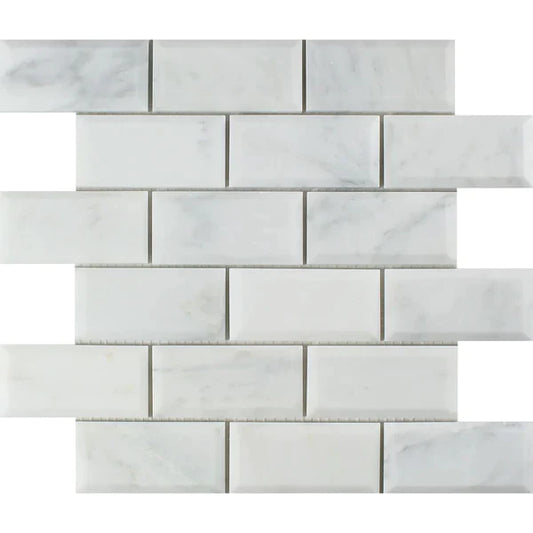 Oriental White Brick 2x4 Deep Beveled Mosaic