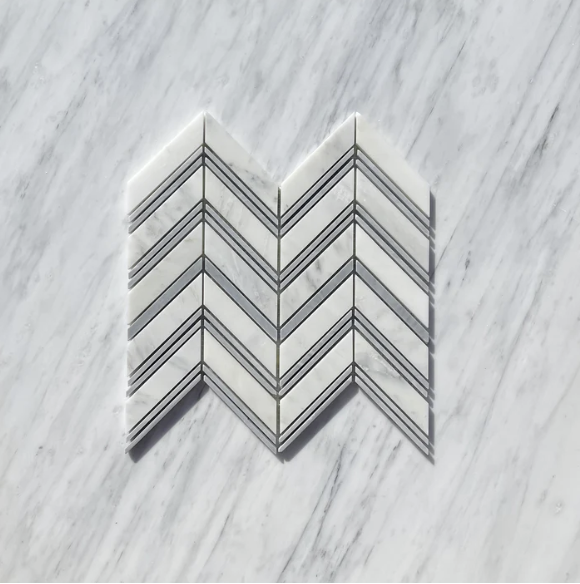 Oriental White Chevron with Grey Mosaic