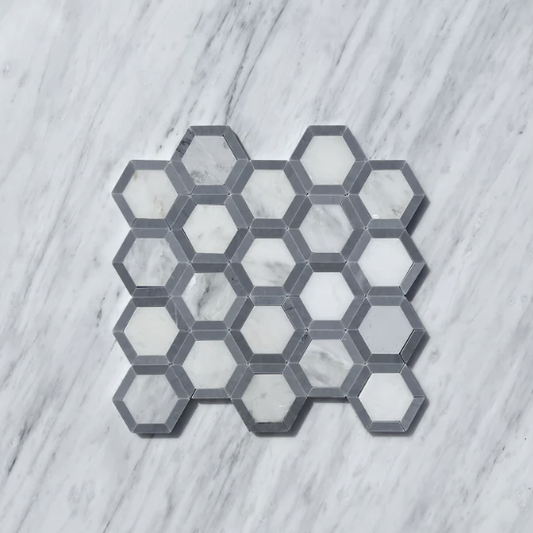 Oriental White Hexagon 2" Vortex with Grey Mosaic