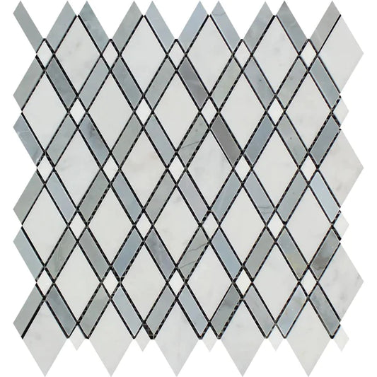 Oriental White Lattice with Thassos and Grey Mosaic