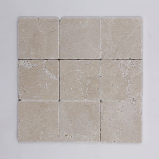 Crema Marfil 4x4 Tumbled Tile