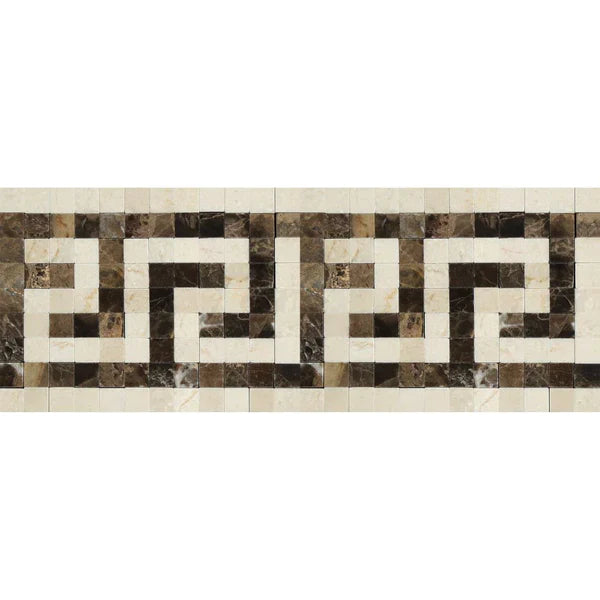 Crema Marfil Greek Key with Emperador Border