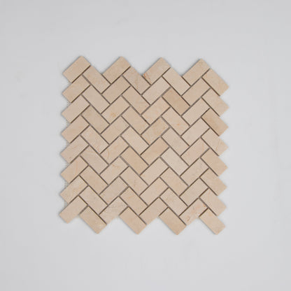 Crema Marfil Herringbone 1x2 Mosaic