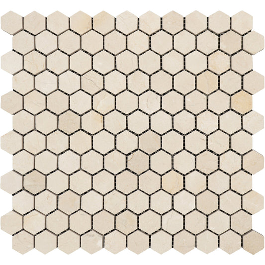 Crema Marfil Hexagon 1" Mosaic