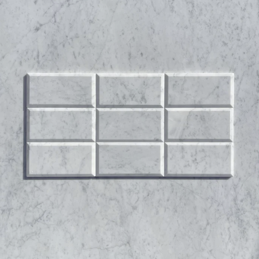Carrara White 3x6 Deep Beveled Tile