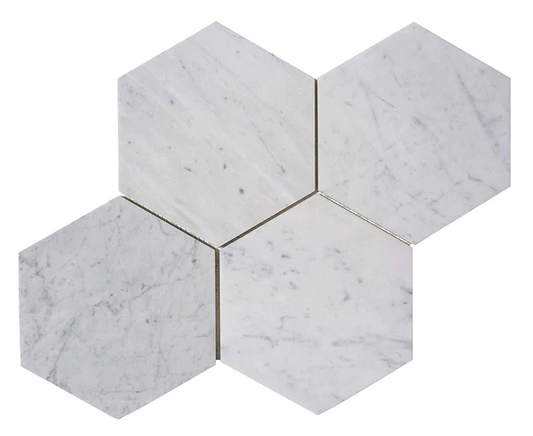 Carrara White Hexagon 6" Mosaic