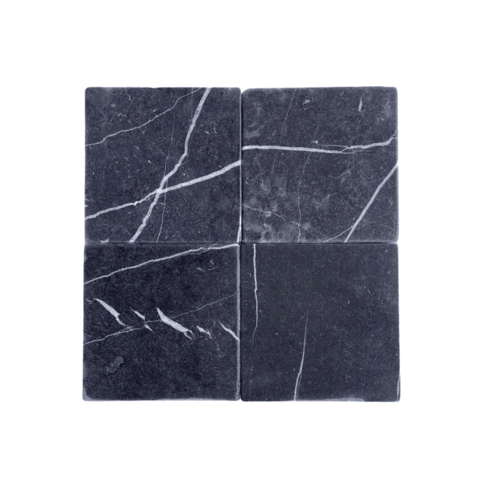 Nero Marquina 6x6 Tumbled Tile