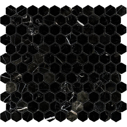 Nero Marquina Hexagon 1" Mosaic