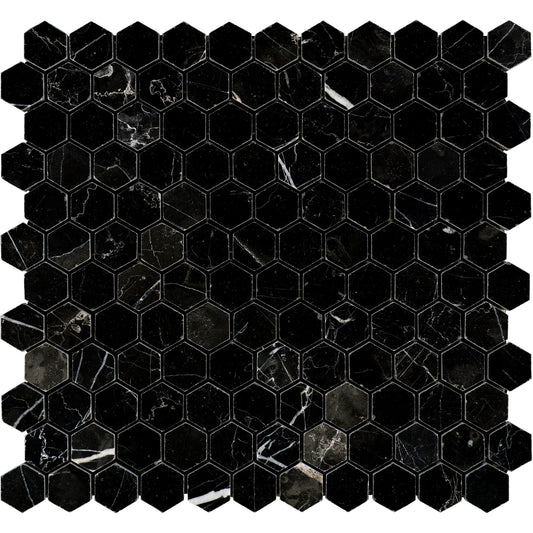 Nero Marquina Hexagon 1" Mosaic
