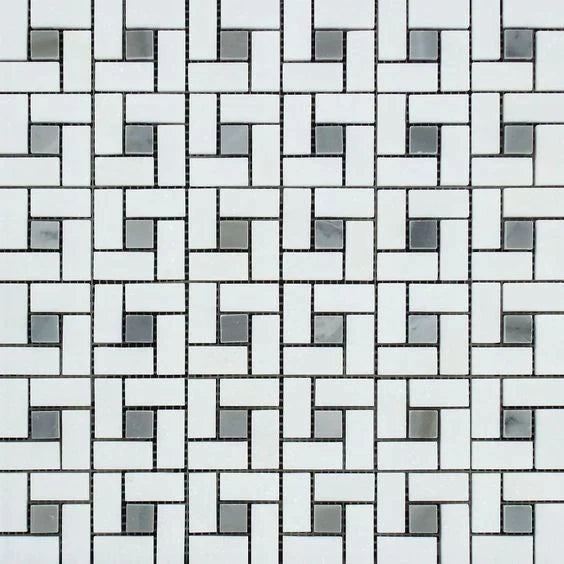 Thassos Pinwheel with Grey Mosaic